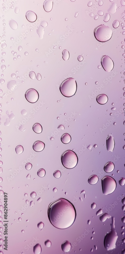Poster water droplets on light pink background with reflective patterns and soft gradients