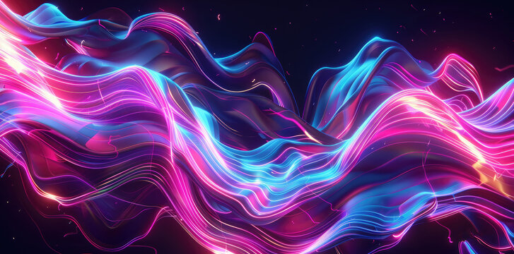 Abstract background of glowing neon lights in alpha shaped lines