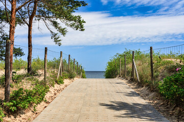 Beautiful scenery of Baltic Sea beach in Sobieszewo at summer , Poland