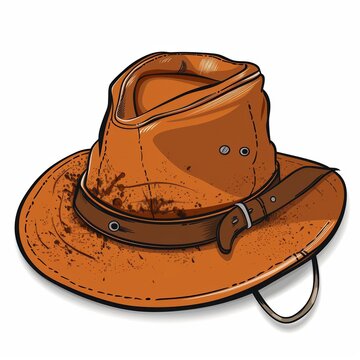 recommend clip art: a cute cartoon style hunting hat with simple line on white background