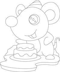 Panda Birthday Cake Animal Vector Graphic Art Illustration