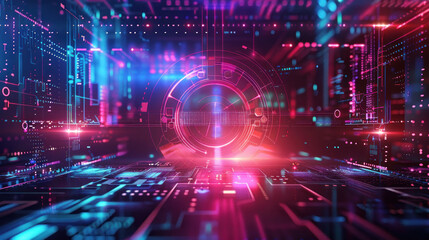 Digital background with holographic interfaces and touchscreens