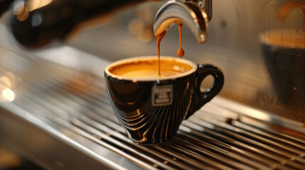 Fototapeta premium Espresso machine making a fresh cup of coffee