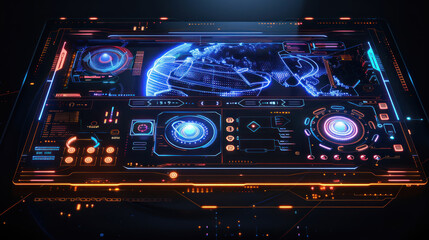 Obraz premium Futuristic digital interface with holographic elements
