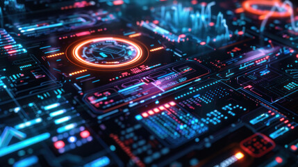 Fototapeta premium Futuristic digital interface with holographic elements