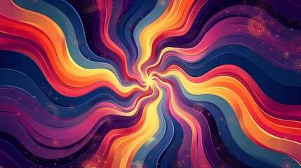 Obraz premium Abstract Swirling Rainbow with Glittering Stars