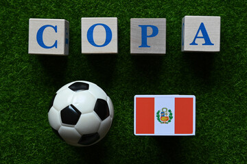 Obraz premium The flag of the Peru national team is a participant in America's Cup Soccer. 2024 Copa America.