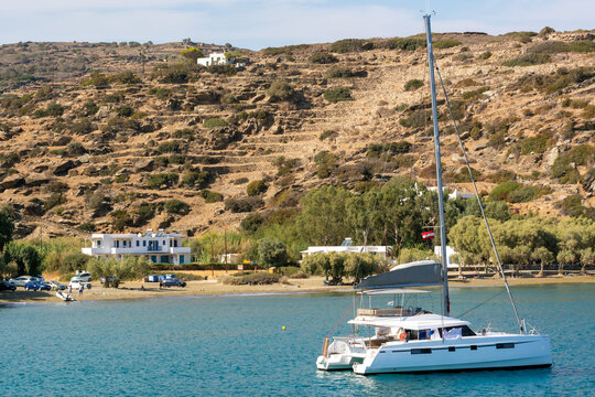 Apokofto Beach Sifnos, a picturesque bay with golden sand and turquoise waters. Sifnos island, Cyclades, Grrece