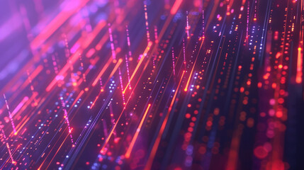 Fototapeta premium High-tech background with glowing data streams and digital grids