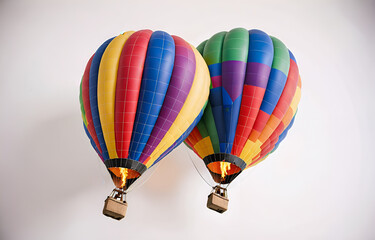 Fototapeta premium a colorful hot air balloon grounded on a ,white background,beauty