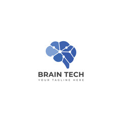 Creative Digital Brain vector Logo.