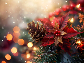 Obraz premium christmas background with christmas tree and decorations