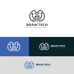 Creative Digital Brain vector Logo.