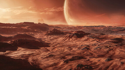 horizon in alien pianet like mars