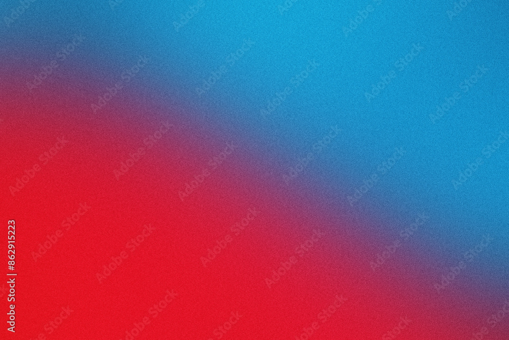 Poster grainy texture with blue and red gradient background blending from the corner