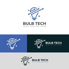 Creative Bulb tech vector logo.