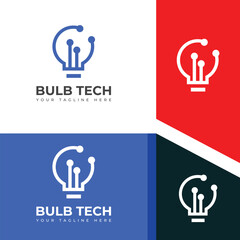 Creative Bulb tech vector logo.