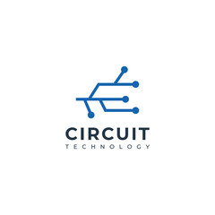 Circuit technology vector logo design.