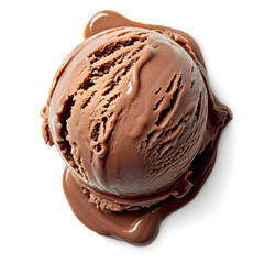 Chocolate ice cream scoop isolated on white background