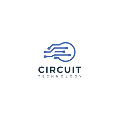 Circuit technology vector logo design.