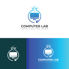 Creative Computer lab vector logo design.