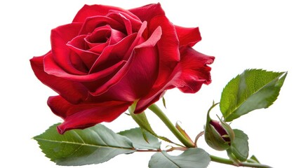 Fototapeta premium Red rose flower isolated on a white background
