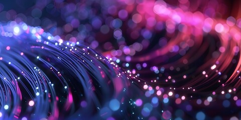 Luminous Threads Abstract Fiber Optics in Deep Space, Fiber optic communication in space, Deep space optical communication, Fiber optic technology for space exploration, Luminous threads in deep space