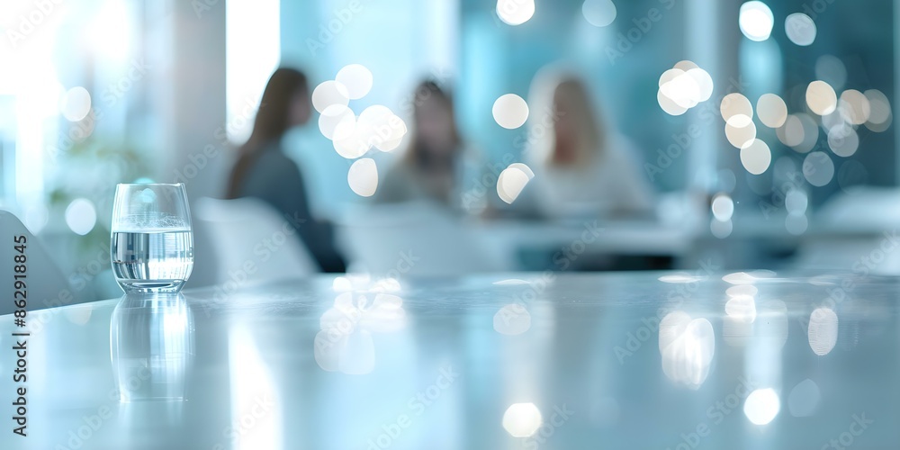 Poster creating a blurred background of a team brainstorming session with bokeh effect. concept team collab