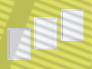 Mockup blank frame minimal with soft shadows and light overlay as template for design presentation, etc.