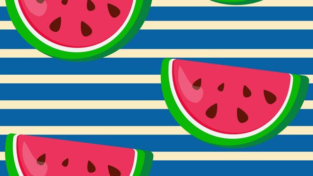 motion of a watermelon on a blue background