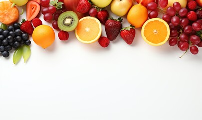 Colorful Fruit Arrangement on White Background