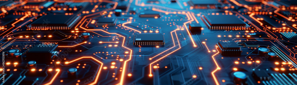 Aufkleber digital representation of interconnected electronic components and integrated circuits on circuit bo