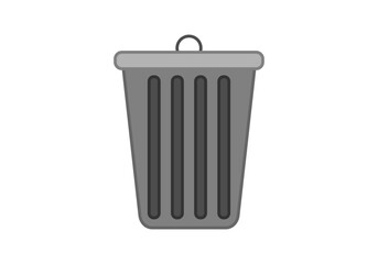 Cubo de la basura gris en fondo blanco