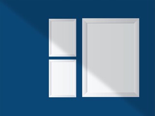 Photo frame mockup minimal with soft shadows and light overlay as template for design presentation