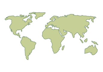 Mapa mundo verde del mundo en fondo blanco