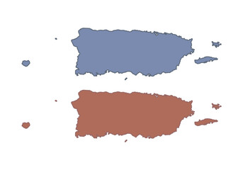 Mapa azul y rojo de Puerto Rico © Gabrieuskal