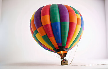 Fototapeta premium a colorful hot air balloon grounded on a ,white background,beauty