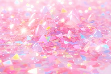 Fototapeta premium Colorful confetti background. Party popper releasing a burst of colorful confetti and streamers. Birthday themed background, glitter, bokeh, birthday, holiday, celebrate, festive.