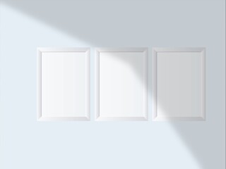 Frame mockup minimal with soft shadows and light overlay as template for design presentation