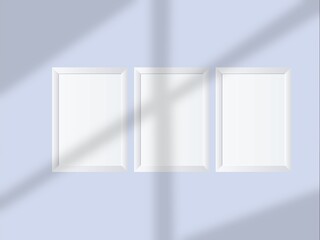 Frame mockup minimal with soft shadows and light overlay as template for design presentation