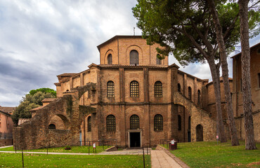 Exterior facade of San Vitale Basilica in Ravenna