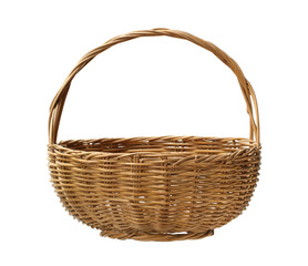 Wicker gift basket (with clipping path) isolated on white background