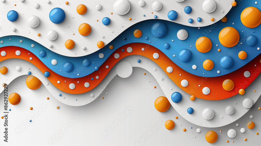 Poster colorful waves and bubbles create a dynamic, modern abstract design with a playful, textured look.