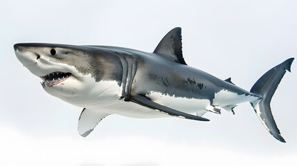 Huge white shark isolated on white background