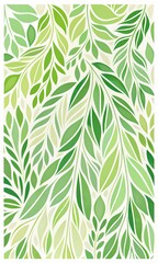 Fototapeta premium Modern Abstract Botanical Art with Green Leaves - Nature-Inspired, Floral Design, Geometric Patterns, Fresh Green Tones, Contemporary, Minimalist, High-Resolution, Decorative Background