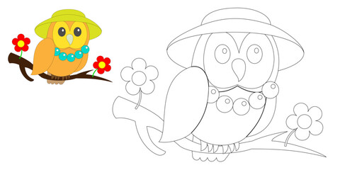 Coloring page owl.  Illustration