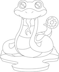 Snake Donut Animal Vector Graphic Art Illustration