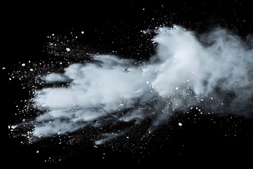 white powder explosion against a black background