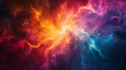 Heaven and hell intertwined in a holographic display, Bright and dark colors, Fantasy, Digital painting, Contrasting