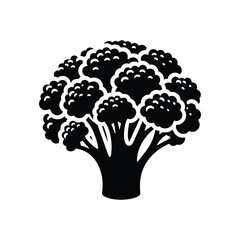 Healthy Eating Icon: Silhouette of Fresh Broccoli Floret, Perfect for Nutrition Guides, Recipe Books, and Health Blogs. Captures the Essence of Fresh Vegetables, Ideal for Educational Materials